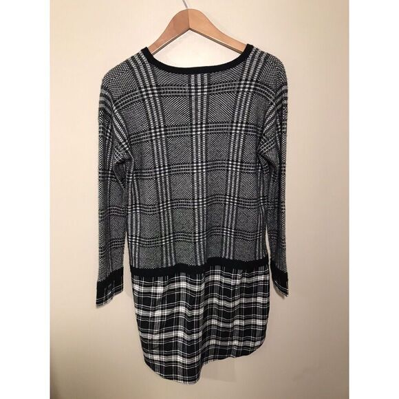 Soft Joie Dinay Sweater Dress Womens Small Long Sleeve Layered Mixed Plaid Black - Picture 5 of 7